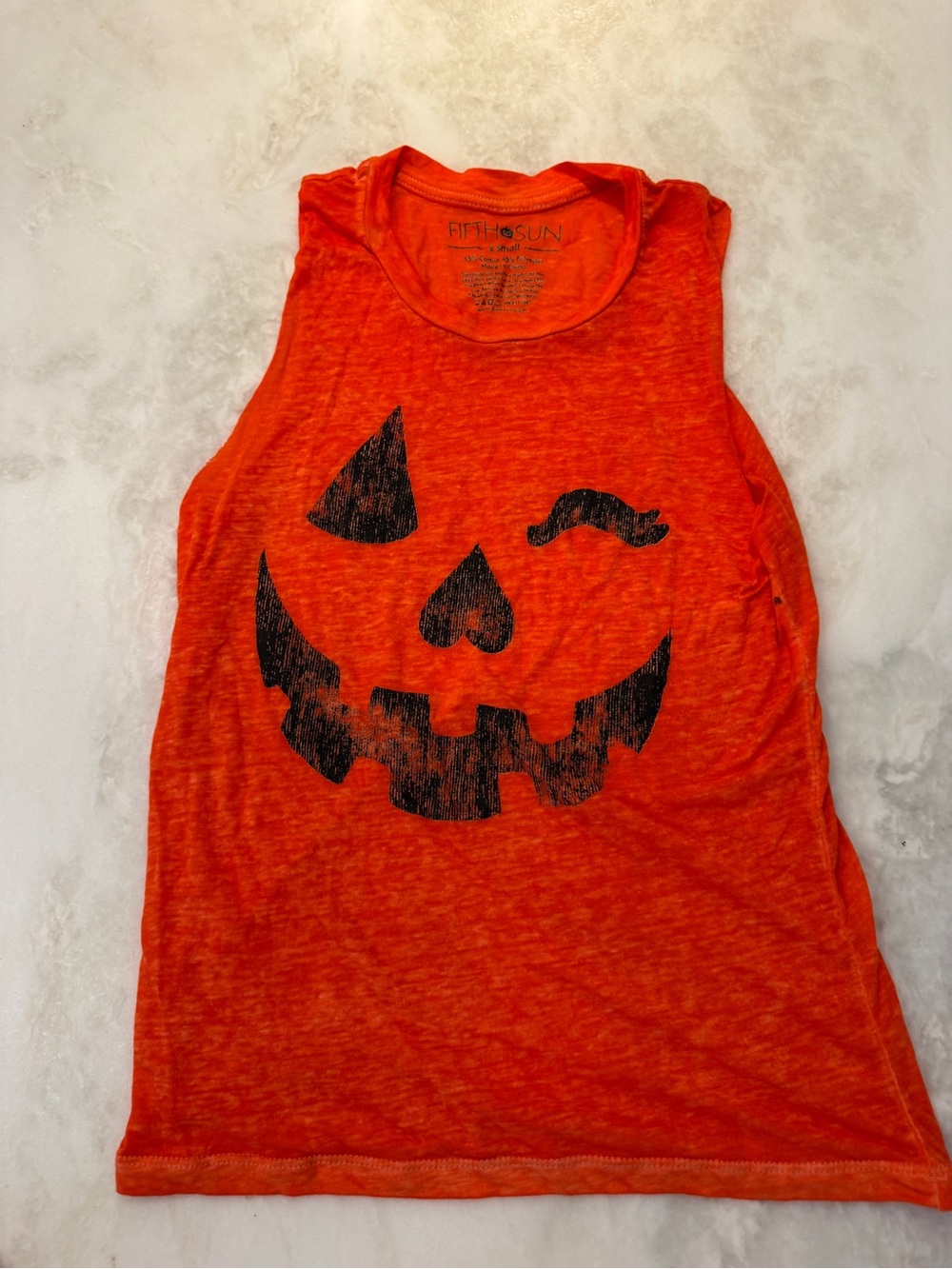 Fifth Sun Orange Girls Halloween Jack-o'-Lantern Tank